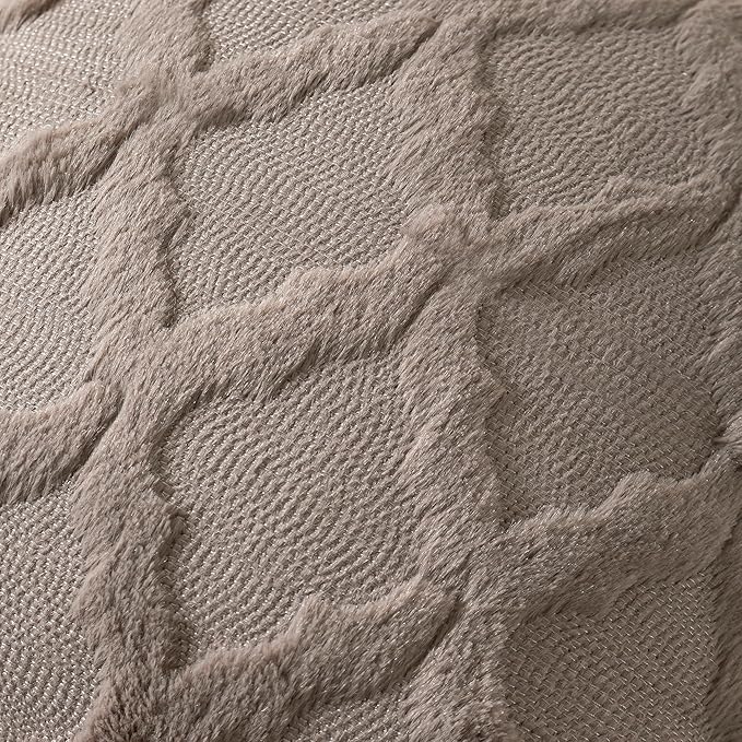 Set of 2 Soft Moroccan Throw Pillow Covers 16x16 Inch Plush Boho Decorative Pillow Cover Accent Cushion Case for Couch Sofa Bed, Deep Grey