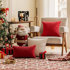 Home Brilliant Red Pillow Covers 12x20 Throw Pillows for Couch Pack of 2 Striped Corduroy Lumbar Rectangle Indoor Pillow Cover Holiday Bench Sofa Couch Christmas, 12 x 20 inch, Red