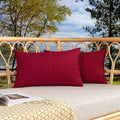 Kevin Textile Pack of 2 Outdoor Waterproof Throw Pillow Covers Decorative Square Outdoor Checkered Pillows Cushion Case Patio Pillows for Couch 12x20 inches 30x50 cm Red