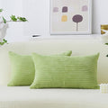 Home Brilliant Green Lumbar Pillow Covers 12x20 Set of 2 Oblong Striped Corduroy Rectangle Spring Pillow Covers Chair Couch for Spring Decor, 12 x 20 inch, Apple Green