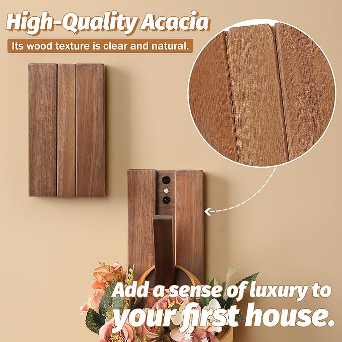 Foldable Wall Hooks 2Pack: Rustic Wooden Coat Hooks Mounted for Heavy Duty Hanging Hats Bags Beach Towels, Space Saving Minimalist Design for Aesthetic Homeowner