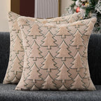 Christmas Pillow Covers 20x20 Set of 2 Beige Christmas Tree Decorations Pillow Covers Soft Plush Faux Fur Pillow Cases Decor for Xmas Winter Holiday Home Bedroom Sofa Cushion Cases PT-017C20