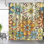 Aimego Long Boho Shower Curtain - Chic Floral Bohemian Mandala Gypsy Flowers Fabric Cloth Shower Curtain Set with 12 Hooks for Adults Bathroom Decor Accessories Bathtub Curtain, 72"x78"