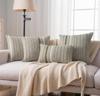 Boho Throw Pillow Covers 18x18 Inch Set of 2, Farmhouse Decorative Couch Pillow Cases, Green Accent Pillows of Bed, Sofa Bedroom Living Room Home Decor Cushion Cover