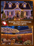 Brightown C9 LED Christmas Lights Outdoor, 50 FT 50 Warm White Connectable C9 String Lights for Christmas Tree Patio Roofline Garden Backyard Holiday Party Indoor Outdoor Decoration, Green Wire