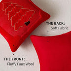 DFXSZ Christmas Pillow Covers 18x18 Yellow Line Red Christmas Tree Decoration Soft Plush Faux Fur Jacquard Throw Pillows for Bedroom Sofa Holiday Festivals Winter Home Decor PTK062B18