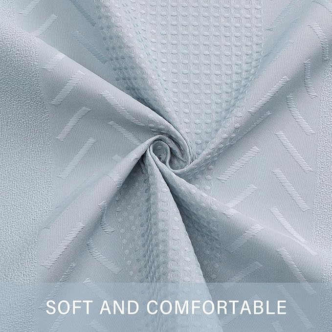 3D Embossed Pattern Shower Curtain, Simple and Chic Pattern Vintage Curtain for Bathroom, Waterproof Fabric Shower Curtains with Hooks, 36 W x 72 H, Fogblue
