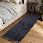 Boho Runner Rug 2x6' Washable Kitchen Rugs with Tassels Indoor Farmhouse Rugs for Bedroom Aesthetic Tufted Rug for Laundry Room Doorway Living Room_Dark Grey