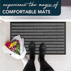 ubdyo Extra Durable Door Mat - Dirt Trapping Outdoor Welcome Mats - Non-Slip Outdoor Indoor Entrance - Low Profile Front Doormat (36" x 24", Bright Grey)