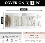 BlissBlush Black Neutral Decorative Lumbar Throw Pillow Cover 14x36 Boho Long Cushion for Bed Accent Farmhouse Pillowcase for Bedroom Living Room Couch Sofa Home Décor (Cover ONLY, Pack of 1)