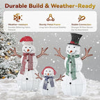 Large Christmas Snowman Family Decorations, 43Inch 3D Pre-Lit Snowman with 200 LED Lights & Zip Ties, Outdoor Indoor Holiday Decor for Yard,Porch,Home-Sparkling White