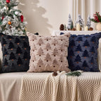 Christmas Pillow Covers 20x20 inch Set of 2 Navy Blue Christmas Decorations Soft Plush Faux Fur Wool Xmas Tree Throw Pillow Cases Winter Holiday Decor for Sofa Living Room PT002H20