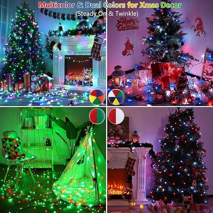 Toodour Christmas Lights RGB String Lights, 115ft 350 LED Color Changing String Light with Remote & Timer, Waterproof Xmas Tree Light for Home Yard New Year Party Indoor Outdoor Christmas Decorations