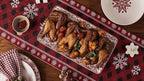 Bico Holly Jolly Ceramic 14 inch Rectangular Serving Platter, Set of 2, for Serving Salad, Pasta, Cheese, Ham, Appetizer, Microwave & Dishwasher Safe