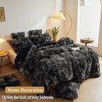 XeGe Tie Dye Faux Fur Throw Pillow Covers, Luxury Fluffy Plush Pillow Shams, Ombre Shaggy Decorative Pillow Cushion Cover for Sofa Bed Couch Zipper Closure, Pack of 2(18''x18'', Tie Dye Black)