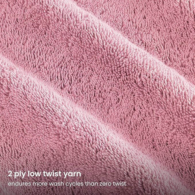 BIOWEAVES 100% Organic Cotton 700 GSM Plush Premium Washcloths 13" x 13" GOTS Certified, Face Towels Perfect for Home & Bathroom - Dusty Pink, Pack of 12