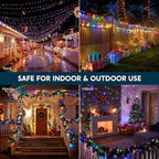 Joiedomi 600 LED Christmas Lights Outdoor,197 FT Multicolor Christmas Tree Lights with 8 Modes Timer, PVC Clear Wire String Lights with Reel for Indoor Outdoor Holiday Xmas Eve Night Decorations