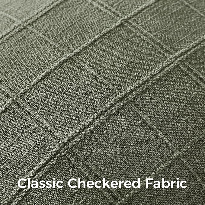 Woaboy Linen Check Throw Pillow Covers Set of 2 - Light Olive Green Farmhouse Modern Boho Vintage Christmas Decorative Cushion Covers for Sofa Couch Bedroom Living Room Decor 20x20 Inch