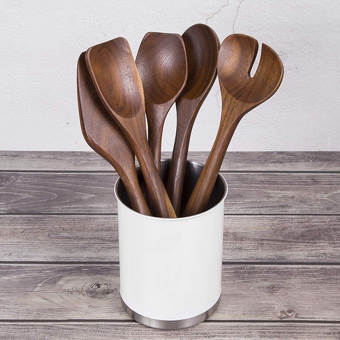 Creative Home Stainless Steel Utensil Holder– 6.3" Large Cooking Tool Organizer for Kitchen Decor and Countertop Storage, Stable Anti-Tip Design, Durable Powder-Coated Finish, White