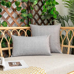 Kevin Textile Pack of 2 Outdoor Waterproof Throw Pillow Covers Decorative Farmhouse Checkered Square Solid Cushion Cases for Patio Garden Porch Sofa Grey 18x18 inch
