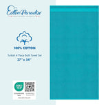 Cotton Paradise 4 Piece Turkish Bath Towels for Bathroom, 100% Cotton Extra Large Soft Plush Towels Bathroom Set, Aqua Blue