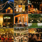 ZJOJO Solar Outdoor String Lights 200FT(100 * 2Pack) G40 Globe Patio Lights Outdoor String Lights Solar Powered with 100 Edison Glass Bulbs 2700K Shatterproof Hanging Lights for Porch Backyard Bistro
