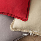 MIULEE Christmas Decorative Lumbar Throw Pillow Covers Neutral Linen Fringe Throw Pillows Set of 2 Red Boho Farmhouse Cushion Covers with Tassels for Couch Sofa Bed Living Room Home Decor 12x20 Inch