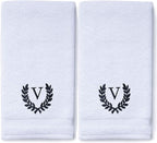 Decorative and Monogrammed Hand Towels for Bathroom Kitchen Makeup | Personalized Gift for Wedding-Bridal | Roman Font Custom Luxury Turkish Towel | Spa Collection, Oversized, 16 X 30 Inch, Set of 2