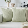 MIULEE Pack of 2 Pillow Covers Soft Soild Decorative Square Throw Pillow Covers Set Cushion Cases Pillowcases for Sofa Bedroom Car 16 x 16 Inch 40 x 40 Cm Light Green