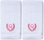 Decorative and Monogrammed Hand Towels for Bathroom Kitchen Makeup | Personalized Gift for Wedding-Bridal | Roman Font Custom Luxury Turkish Towel | Spa Collection, Oversized, 16 X 30 Inch, Set of 2
