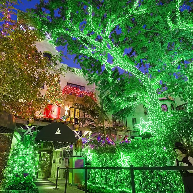 250 LED Green String Lights, 82ft Green Halloween Lights Outdoor Clear Wire 8 Modes Plug in Waterproof Christmas Twinkle String Light for Indoor Room Tree Christmas Party Halloween Decorations