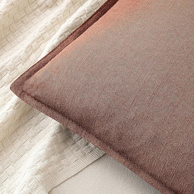 MIULEE Fall Decorative Linen Euro Sham Pillow Covers 24x24 Rust Red Boho Farmhouse Neutral Couch Throw Pillows for Bed Pack of 2 Accent Modern Pillowcase Sofa Livingroom Home Decor