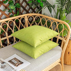 Kevin Textile Pack of 2 Outdoor Waterproof Throw Pillow Covers Spring Decorative Farmhouse Checkered Square Solid Cushion Cases for Patio Garden Porch Sofa Green 18x18 inch