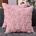 Christmas Pillow Covers 18x18 inch Set of 2 Soft Plush Faux Fur Christmas Decor Pink Xmax Tree Yellow Colored Lights Decoration Throw Pillow Case for Winter Holiday Sofa Living Room PT003E18