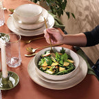 Karaca Aria Reactive Tableware Set for 6 People, 24 Pieces, Beige, Dining Tableware, Unique in The Foreground, Natural Colours, Cleanable and Durable