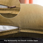 Jeanerlor Natural Cotton Linen Green Decorative 12"x20" Throw Pillow Case Cushion Cover with Twin Needles Stitch on Edge for Lumbar, (30 x 50cm), 2 Pcs, Earth Yellow