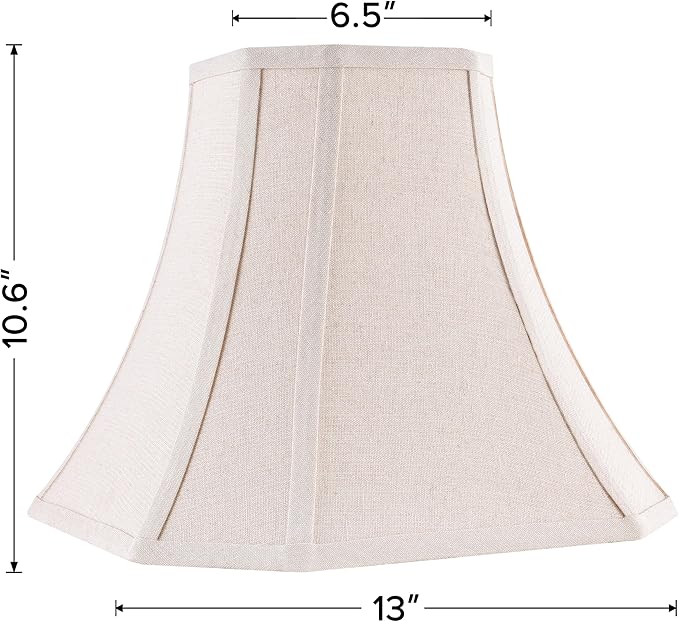 Beige Square Cut Corner Bell Lamp Shade Medium Lampshade 6.5``Top×13``Bottom×10.6``Hight(Spider) Rustic Lamp Shade for Table & Floor Lamp - Lampshade Replacement