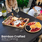 Charcuterie Board Gift Set - Bamboo Cheese Board & Serving Tray for Meat, Cheese, Crackers, Fruit - Large Wooden Charcuterie Boards for Parties - Wedding Gift, Housewarming, Gifts for Women & Couples