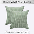 Kevin Textile 2 Packs Decorative Throw Pillow Covers 20x20 Inch for Living Room Couch Bed Spring Sofa Soft Striped Corduroy Square Cushion Case 50x50 cm Farmhouse Boho Home Decor Sage Green