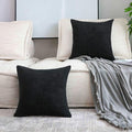 Home Brilliant Striped Corduroy Pillow Covers for Bed Set of 2 Supersoft Velvet Square Fall Decorative Pillow Cases, 18 x 18 inch, Black