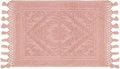 Savi Home Cotton Woven Jacquard Bathroom Rug, Woven Fringe Bathroom Mats, 100% Cotton, Non - Slip Bath Mat, Durable Thick Bath Mat 17”x30” with Fringes, Baby Pink