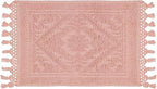 Savi Home Cotton Woven Jacquard Bathroom Rug, Woven Fringe Bathroom Mats, 100% Cotton, Non - Slip Bath Mat, Durable Thick Bath Mat 17”x30” with Fringes, Baby Pink