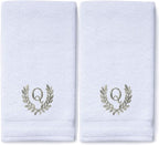 Decorative and Monogrammed Hand Towels for Bathroom Kitchen Makeup | Personalized Gift for Wedding-Bridal | Roman Font Custom Luxury Turkish Towel | Spa Collection, Oversized, 16 X 30 Inch, Set of 2