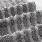 Modern Threads Oxford 6-Piece 100% Cotton Towel Set – Yarn Dyed Jacquard & Solid – Includes 2 Bath Towels, 2 Hand Towels, 2 Washcloths – Absorbent, Quick Dry, Soft & Durable – Gray