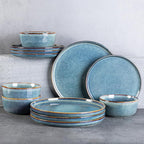 AmorArc Dinner Plates Set of 6, 10.5 Inch Reactive Glaze Ceramic Plates Set, Microwave, Dishwasher Safe, Scratch Resistant, Modern Large Dinnerware Dishes Set Kitchen Stoneware Plates