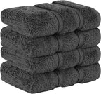 American Soft Linen Luxury Washcloths for Bathroom, 600 GSM 100% Cotton 4 Piece Turkish Wash Cloth Set, 13x13 in Soft Rags for Body and Face, Dark Gray Washcloths