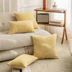 Home Brilliant Set of 2 Super Soft Corduroy Fall Pillow Covers 16x16 Decorative Throw Pillow Covers for Couch Sofa Bed Living Room Hallway Winter Decor, 16 x 16 inch, Light Yellow