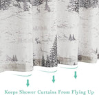 KGORGE Grey Forest Shower Curtain Liner for Bathroom, Linen Textured Semi Sheer Washable Quick Dry Privacy Screen Décor Modern Farmhouse Shower Curtain with 12 Hooks, W 72 x L 72, 1 Panel