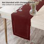 D'Moksha Homes Linen Dark Red Table Runner 84 Inches Long - 100% Pure Linen Table Runner 14 x 84 Inch for Fall, Autumn and Halloween - Classic Hemstitch