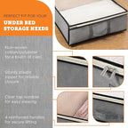 storageLAB Under Bed Storage Containers - Foldable Closet Organizer with Clear Top, Sturdy Handles - 7L Capacity Storage Box for Clothing, Comforter, Blanket, and Shoe - 2 Pack, Soft-Sided, Gray